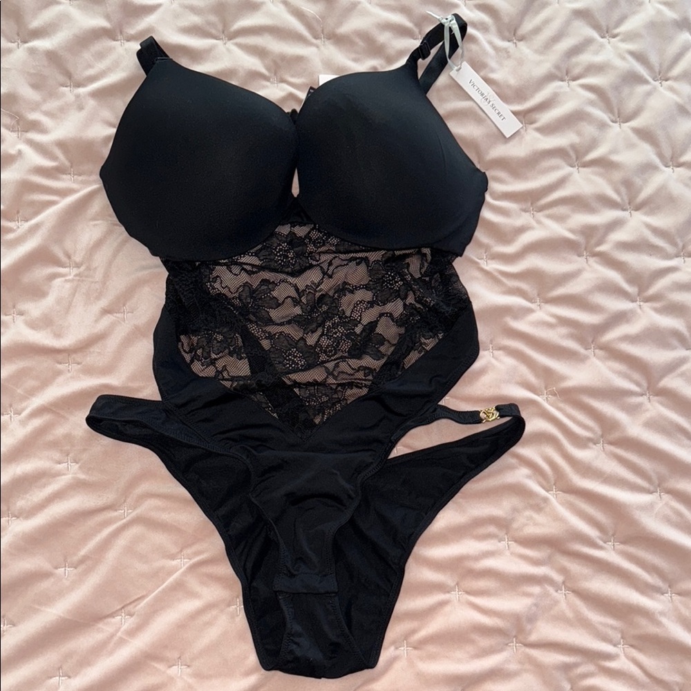 Victoria's Secret Black Lace Bodysuit